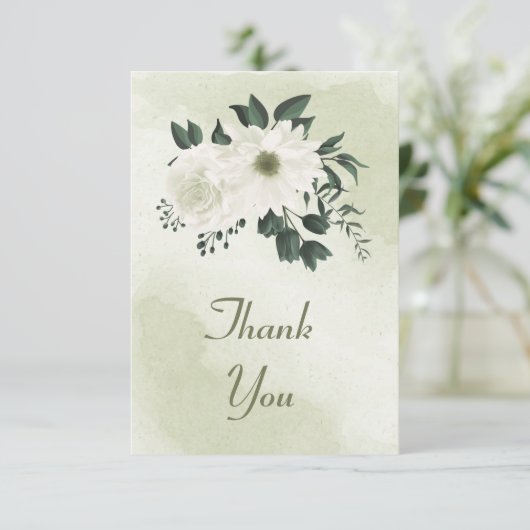 美しい白いフローラ サンキューカード (スタンド正面)