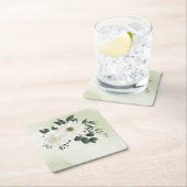 美しい白いフローラ スクエアペーパーコースター (インサイチュ)