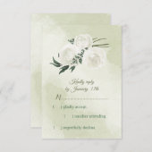 美しい白いフローラ 出欠カード (正面/裏面)