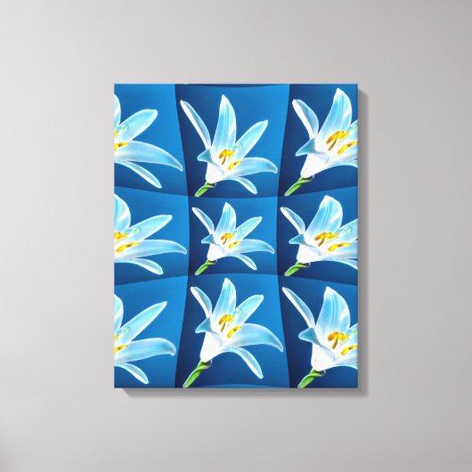 美しい白いユリ模様 キャンバスプリント (正面)
