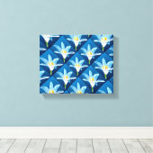 美しい白いユリ模様 キャンバスプリント (インサイチュ (ウッドフロア))