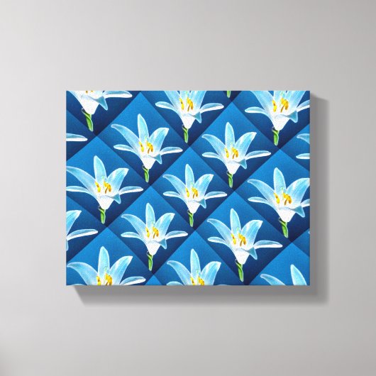 美しい白いユリ模様 キャンバスプリント (正面)