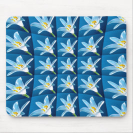 美しい白いユリ模様 マウスパッド