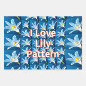 美しい白いユリ模様 ラッピングペーパーシート (正面)