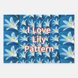 美しい白いユリ模様 ラッピングペーパーシート