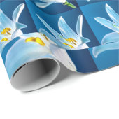 美しい白いユリ模様 ラッピングペーパー (ロールコーナー)