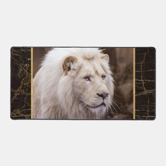 美しい白いライオンの写真 デスクマット (正面)