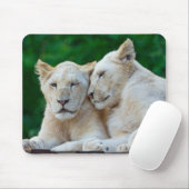 美しい白いライオンズカドリング マウスパッド (マウス)