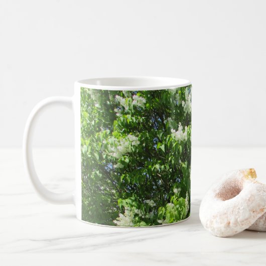 美しい白いライラックの花のマグカップ コーヒーマグカップ (ドーナツ)