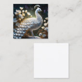 美しい白い孔雀が光を集めている スクエア名刺 (正面/裏面)