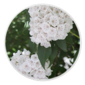 美しい白い山シャクナゲの花 セラミックノブ (正面)