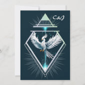 美しい白い幻想の鳳凰。 招待状 (裏面)