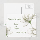 美しい白い庭の花の日付を保存 案内ポストカード (正面/裏面)