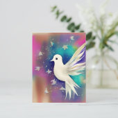 美しい白い水色の鳩 ポストカード (スタンド正面)