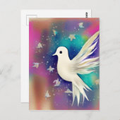 美しい白い水色の鳩 ポストカード (正面/裏面)
