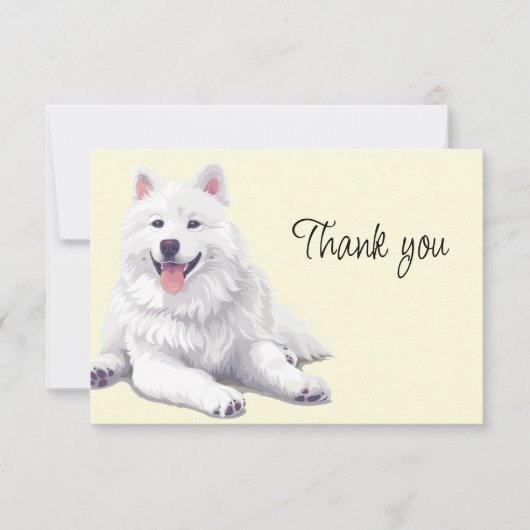 美しい白い犬サモエドまたはエスキモー ありがとう サンキューカード (正面)