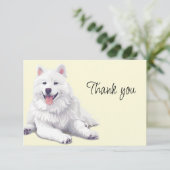 美しい白い犬サモエドまたはエスキモー ありがとう サンキューカード (スタンド正面)