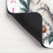 美しい白い狼と花 マウスパッド (コーナー)