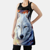 美しい白い狼絵画の エプロン (インサイチュ)