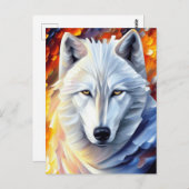 美しい白い狼絵画の ポストカード (正面/裏面)