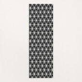 美しい白い生命模様の花 – 黒 ヨガマット (正面)