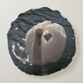 美しい白い白鳥のキーチェーン ラウンドクッション (裏面)