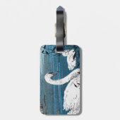 美しい白い白鳥の母とベビー ラゲッジタグ (裏面縦)