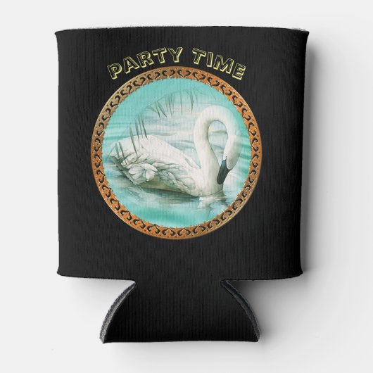 美しい白い白鳥をターコイズの青い水に 缶クーラー (正面)