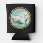 美しい白い白鳥をターコイズの青い水に 缶クーラー (裏面)