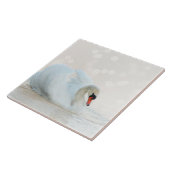 美しい白い白鳥オンホワイト タイル (側面)