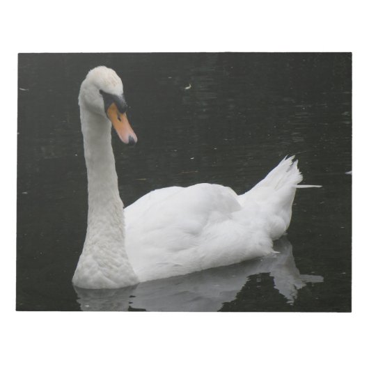 美しい白い白鳥メモ帳 ノートパッド (正面)