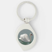 美しい白い白鳥 キーホルダー (正面)