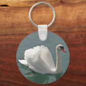 美しい白い白鳥 キーホルダー (正面)