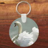 美しい白い白鳥 キーホルダー (正面)