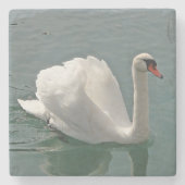 美しい白い白鳥 ストーンコースター (正面)