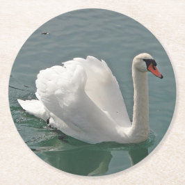 美しい白い白鳥 ラウンドペーパーコースター