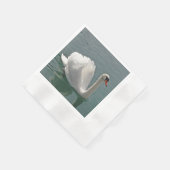 美しい白い白鳥 縁ありカクテルナプキン (角)