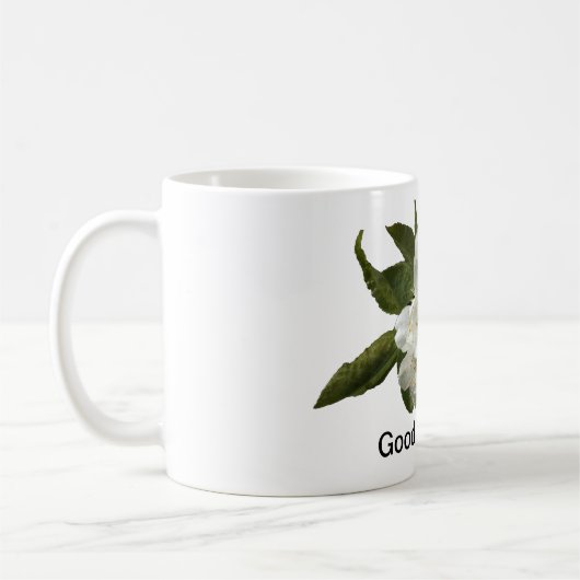 美しい白い花との"おはよう" コーヒーマグカップ (左)