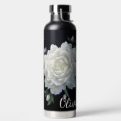 美しい白い花と名前 ウォーターボトル (左面)