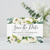 美しい白い花と緑の春のウェディング セーブザデート (スタンド正面)