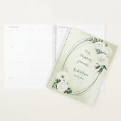 美しい白い花と緑の葉のウェディング プランナー手帳 (ディスプレー)