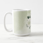 美しい白い花と緑の葉 コーヒーマグカップ (左)