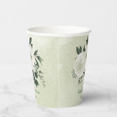 美しい白い花と緑の葉 紙コップ (右)