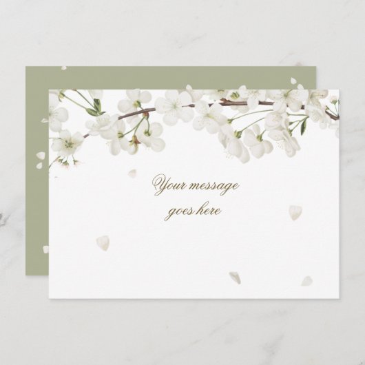 美しい白い花にメッセージを添えて サンキューカード (正面/裏面)