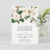 美しい白い花のカップルエレガントシャワー 招待状 (スタンド正面)