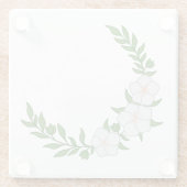 美しい白い花の三日月冠 ガラスコースター (裏面)