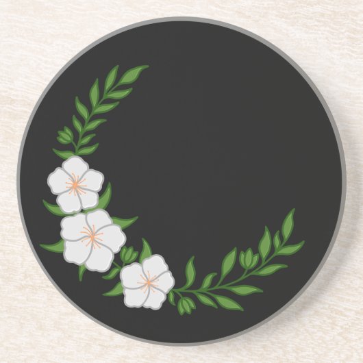 美しい白い花の三日月冠 コースター (正面)
