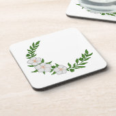 美しい白い花の三日月冠 コースター (左側)