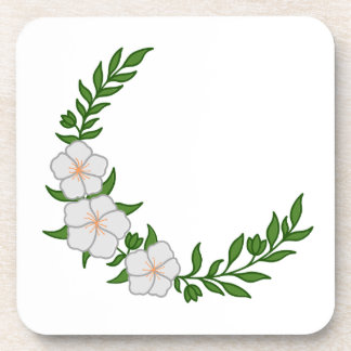美しい白い花の三日月冠 コースター