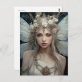 美しい白い花の妖精ファンタジーアートハガキ ポストカード (正面/裏面)